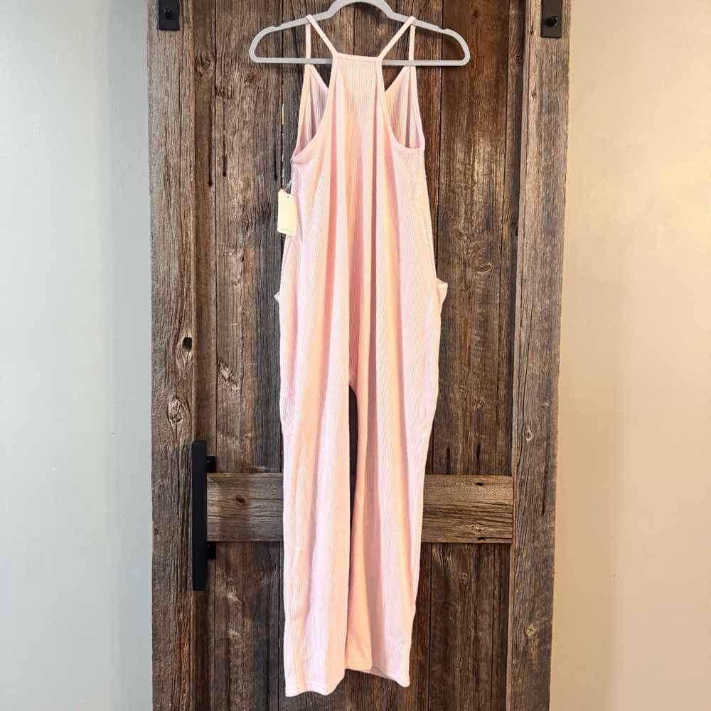 Sage & Sky Ribbed Lounge Onesie Blush Pink Slouchy Jumpsuit XS Soft - Picture 5 of 6